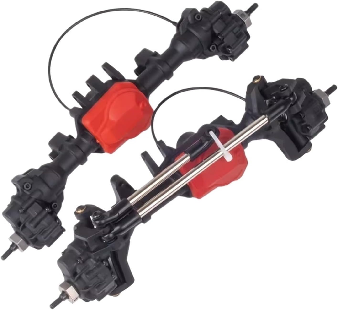 RC Front Rear Drive Axle Compatible with TRX-4 for Defender for Bronco for Chassis Plastic Front Rear Portal Axle with Differential Lock Kit 1/10 RC Car Crawler(Rear and Front)