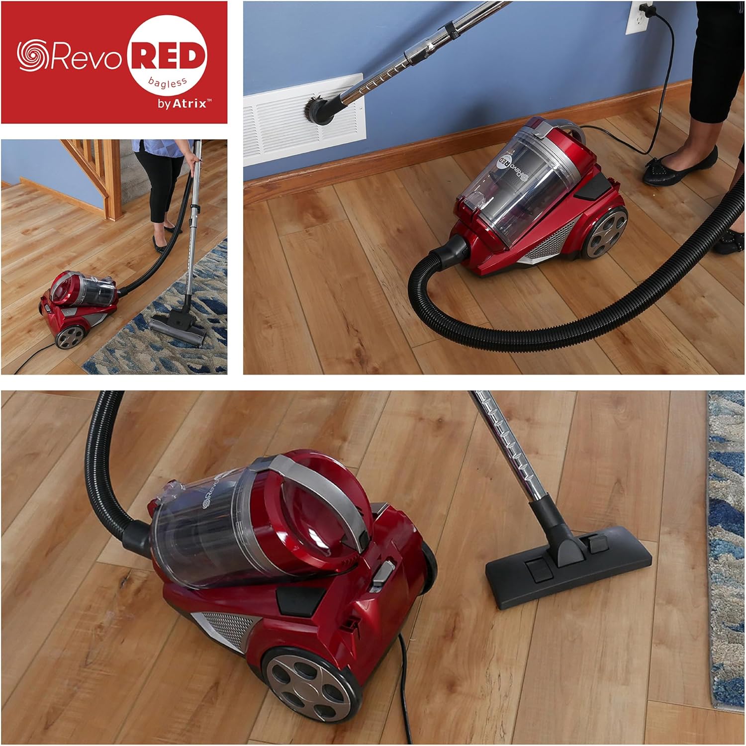 Atrix AHC-RR Revo Red Canister Vacuum Bagless