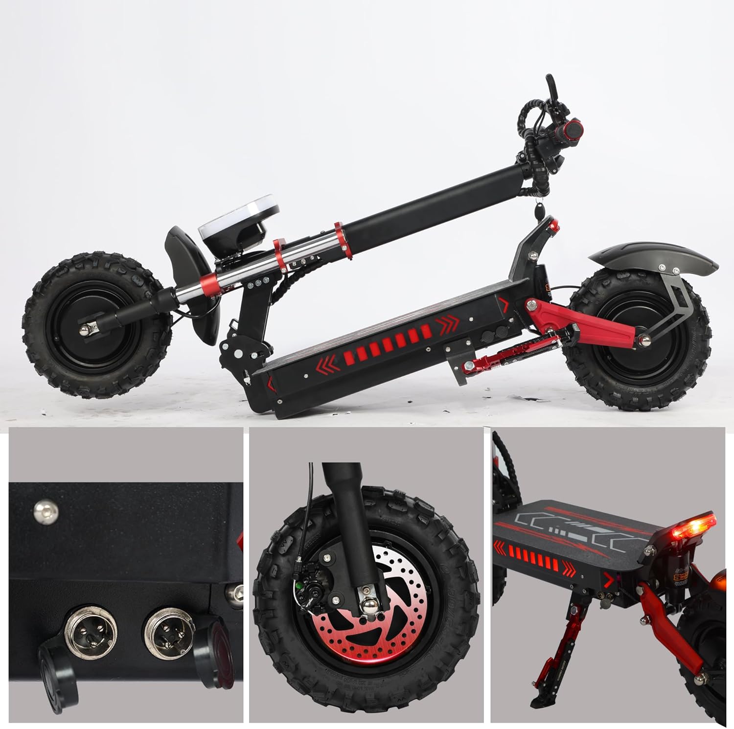 Electric Scooter Adults 5600W Dual Motors 40-50 mph 50-55 Mile Range Dual Brake System 11-inch Off-Road Tires Dual-Drive Quick-Fold Electric Scooter with Seat