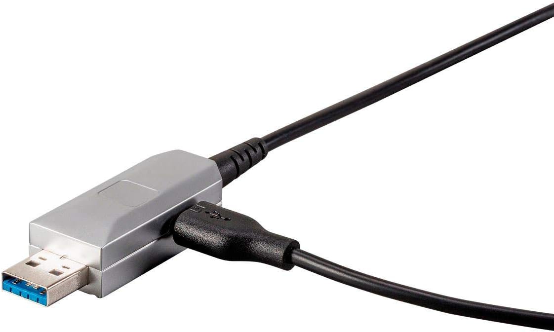 Monoprice Fiber Optic SlimRun USB 3.0 - Type-A Male to Type-A Female Extension, Optical Cable, 65.6 Feet
