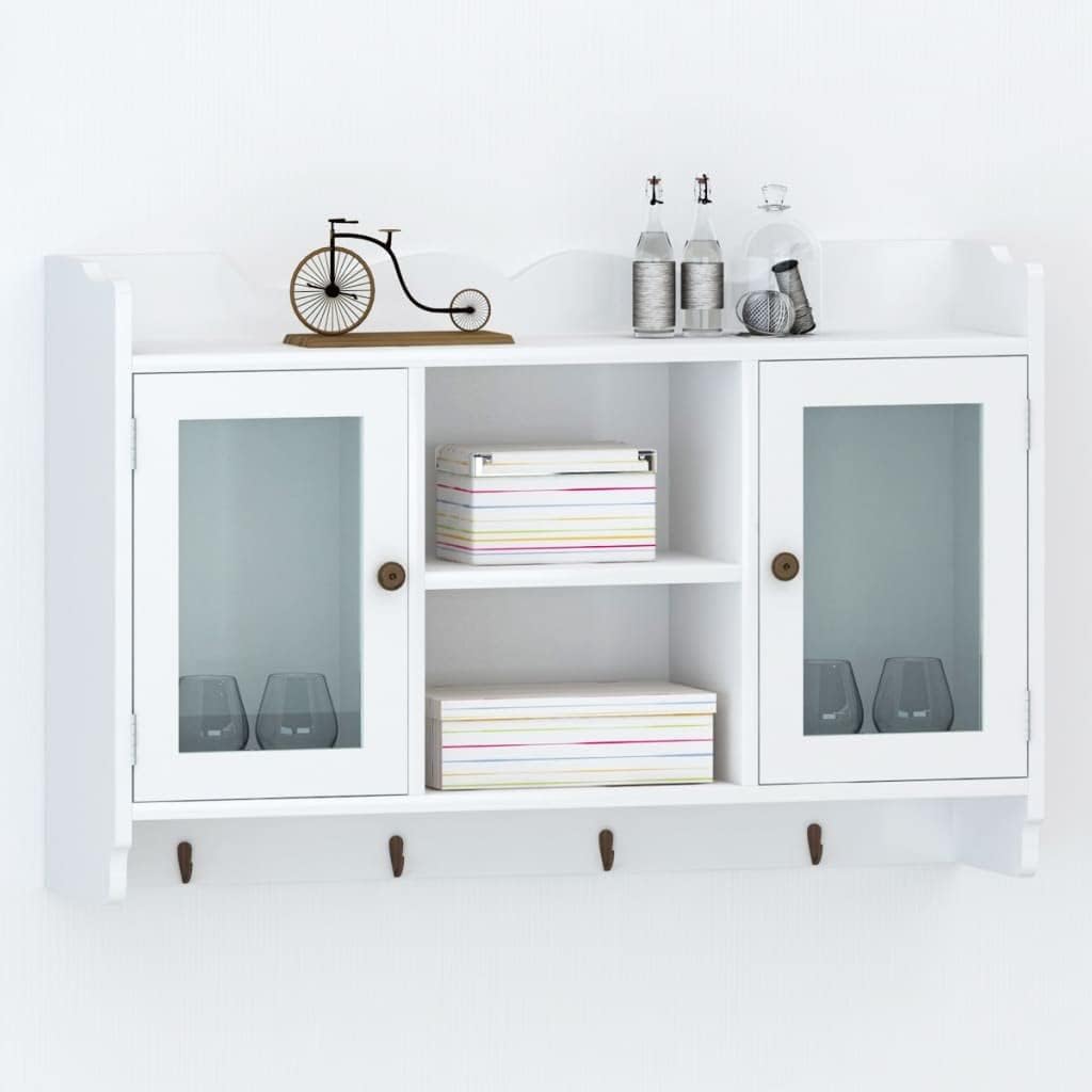 White MDF Wall Cabinet Display Shelf,Bookcase,DVD Storage Cabinets,Wall Shelf for Bedroom,Bathroom Shelves,Invisible Mounting System,for Sitting Room and Bedroom Display,Decor,Book/DVD/Glass Storage