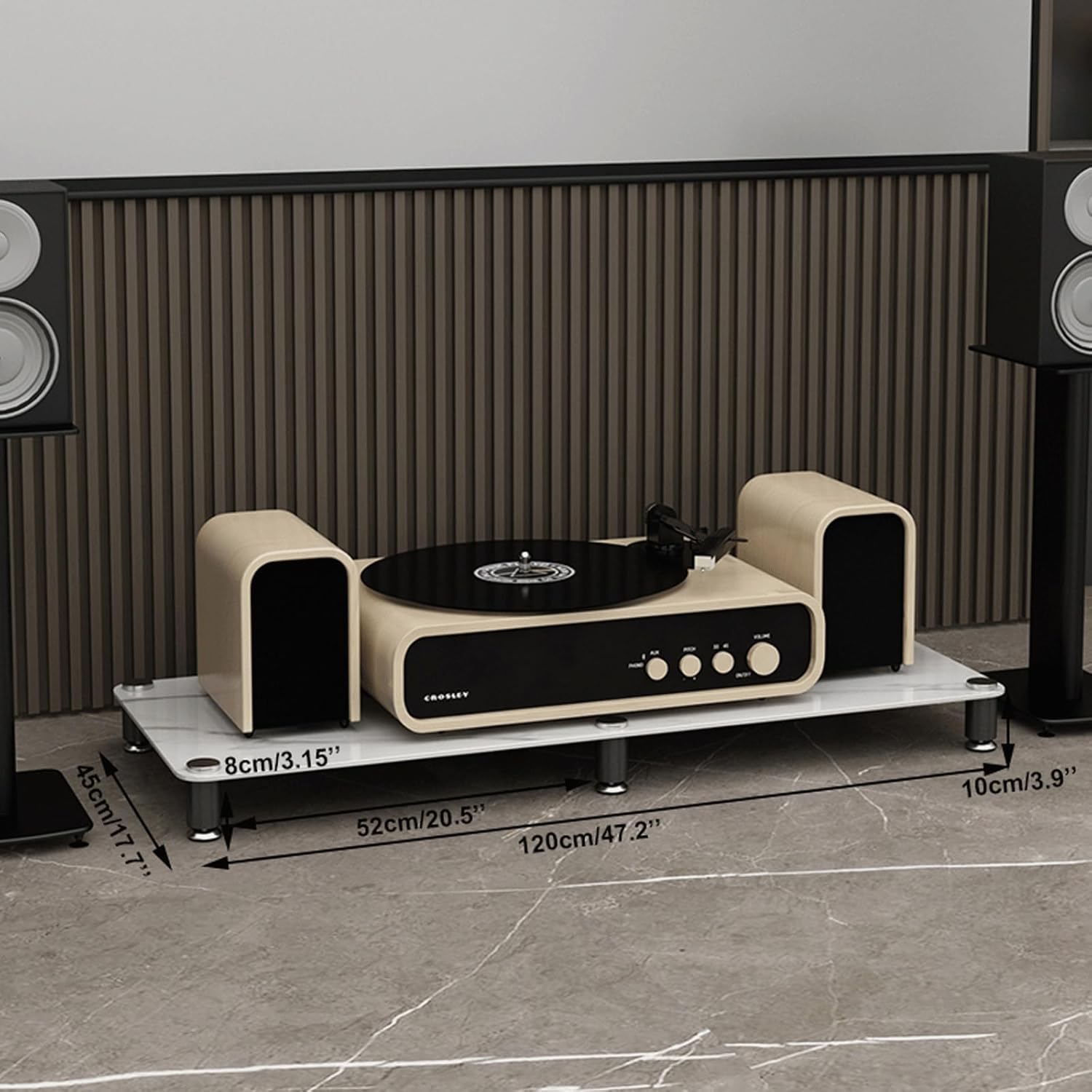 XMFBSY Medios Modern Audio Video Media Stand Audio-Video Shelving Audio Rack Media Shelves with Stone Plate & Carbon Steel Frame Stereo Stand Organizer(Multi-Colored