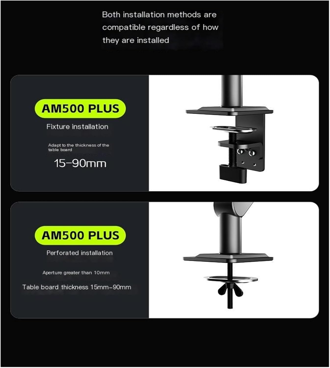 Large Load-Bearing 12kg Monitor Stand Robotic arm Computer Screen Perforated Lifting and Rotating AM500PLUS(Black)