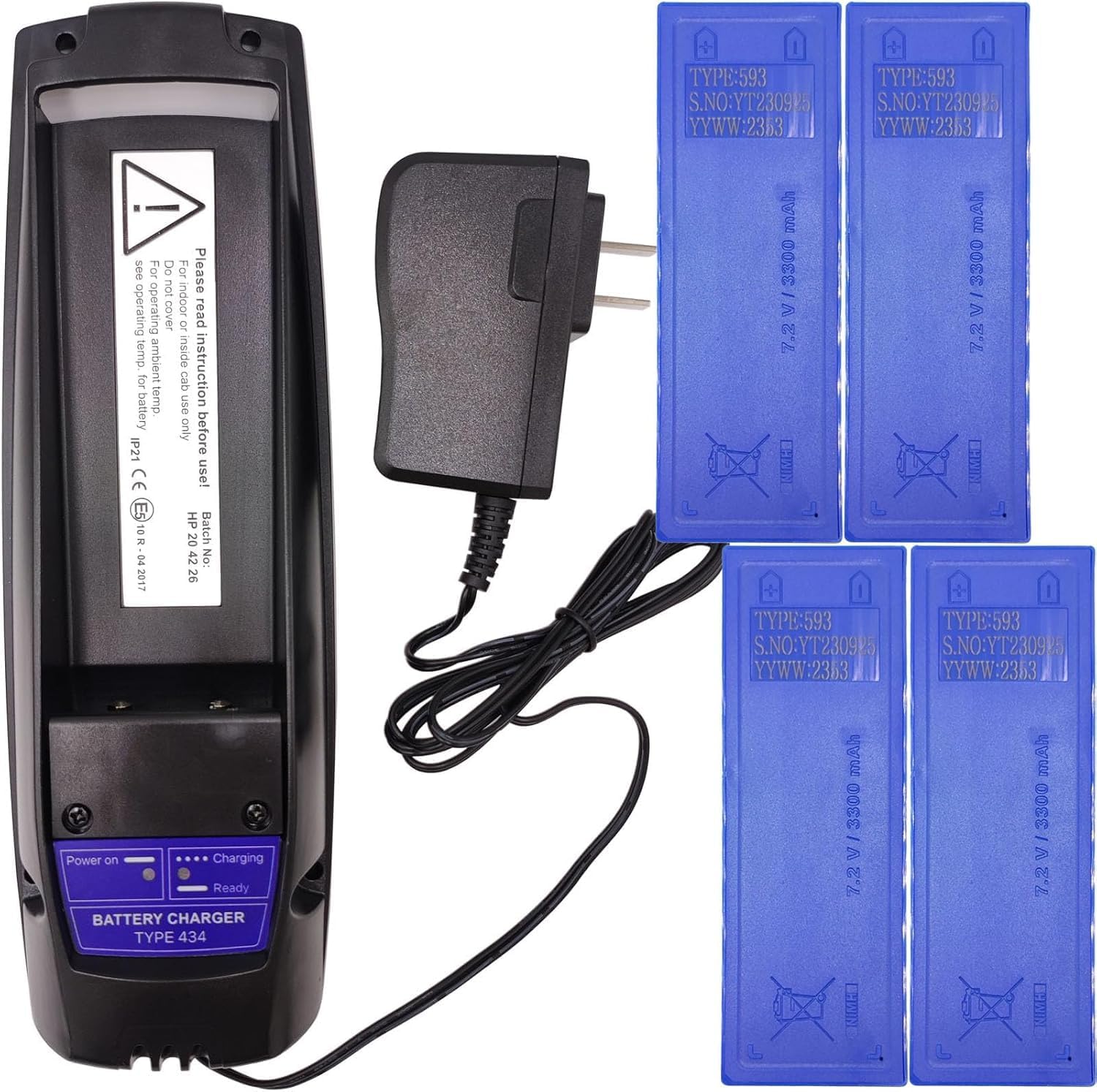﹙①1 Charger+4 Battery﹚Scanreco 593 Battery Charger for 7.2V SCANRECO 590/592/593/960/1026/EEA2512/RC400 Remote Control Battery, 100-240V Scanreco 434 Battery Charger