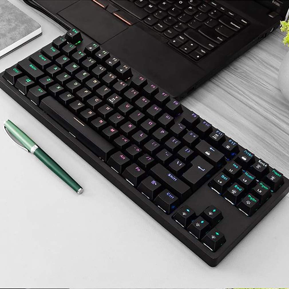 Laptop Keyboard Gaming Mechanical Keyboard RGB Rainbow Backlit 87 Keys Water-Resistant 12 Multimedia Keys for PC and Laptop Computer Keyboard