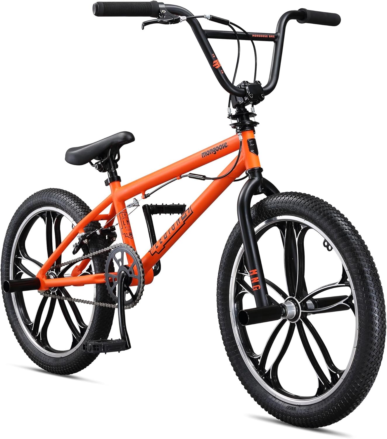 Mongoose Legion BMX Bike, 16, 18 or 20 Inch Bike for Kids and Adults, Hi-Ten Steel Frame, 25x9T, 36x16T or 40x16T Gearing, Black/Teal, Silver, Orange, Red, Green, Black or Light Blue