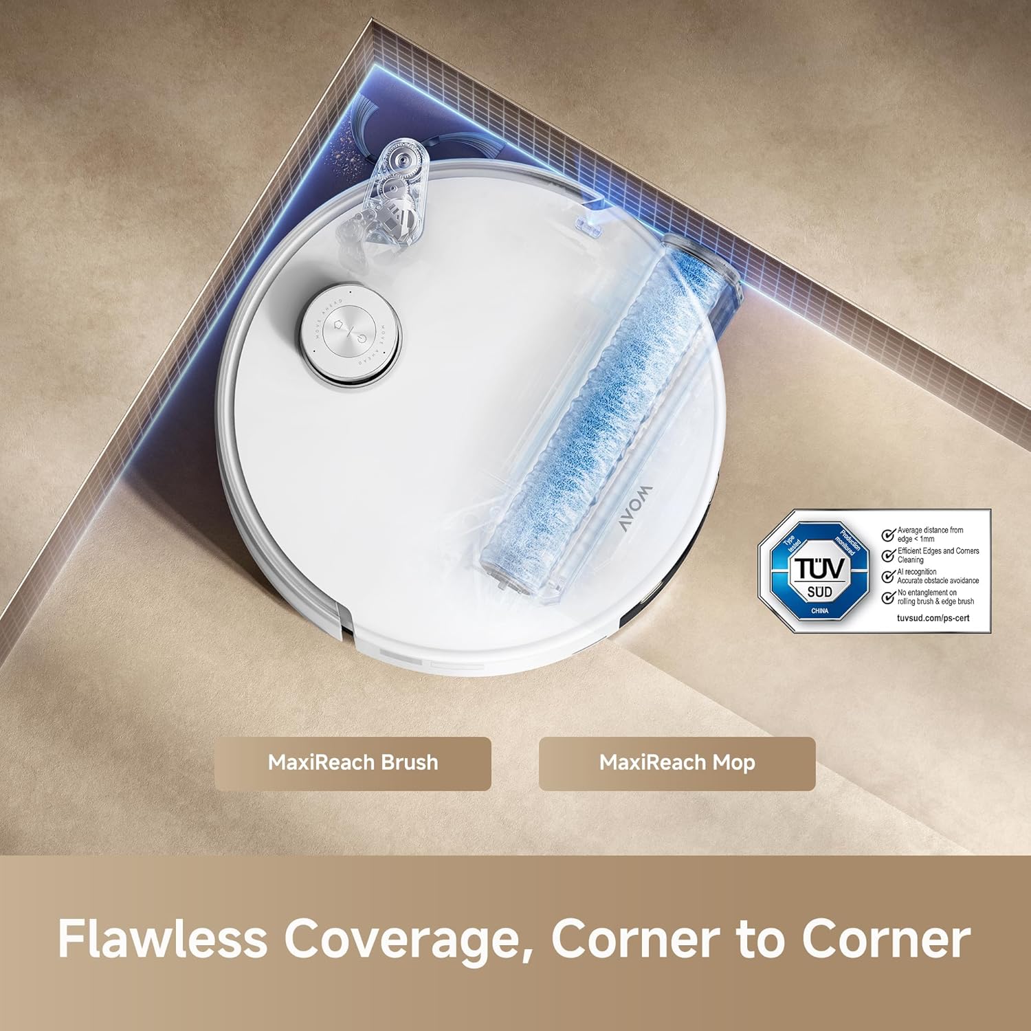 Mova Z60 Ultra Roller SA Robot Vacuum and Mop, 26,000Pa Suction, Warm Water Mopping & Extending Roller, All-in-One Hand-Free Station, Triple Anti-Tangle Mechanisms, Auto Carpet Shield, Voice Control