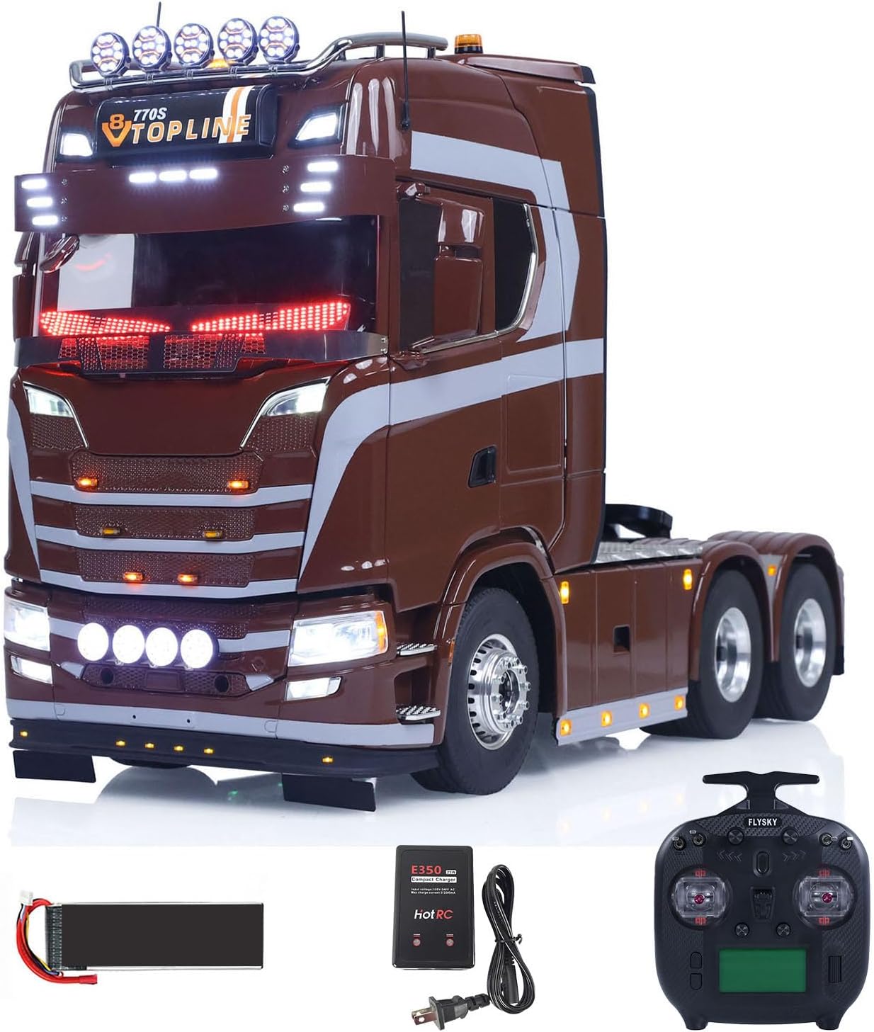 1/14 Remote Control Tractor Truck 770S 3Speed 6x2 Metal Chassis Axle Lock RC Lorry Vehicle Light Sound System ST8 Radio RTR Model Hobby Grade Model for Ages 14+