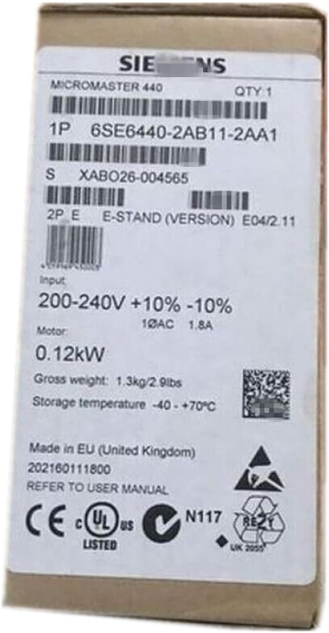 6SE6440-2AB11-2AA1 Servo Drive 0.12Kw MM440 Series VFD 6SE64402AB112AA1 Sealed in Box 1 Year Warranty
