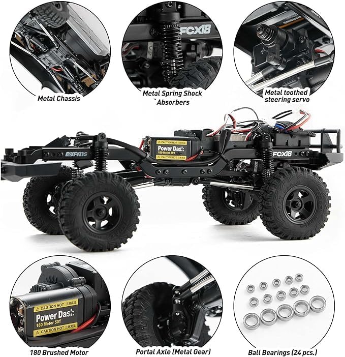 EAZYRC FMS Fcx18 1/18 Land Cruiser 80 Toyota RC Rock Crawler RTR 4x4 Off-Road Waterproof Hobby Grade RC Trucks All Terrains for Adults and Beginner(Blue)