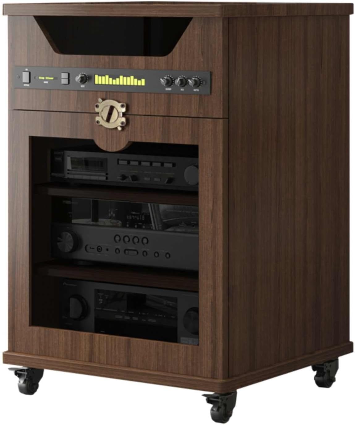 KUKIXKK Media Shelf Storage Cabinet with Cable Management