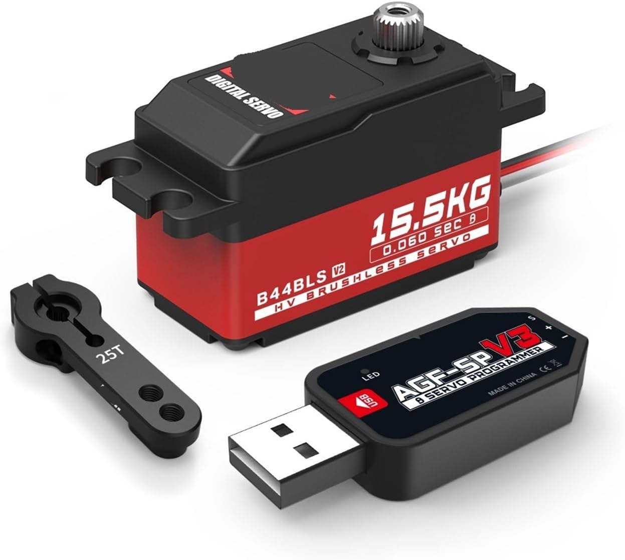 B44BLS V2 45g Gear Super High Speed ​​0.062 sec 15.5KG Low Profile Brushless Digital Remote Control Servo Suitable for 1/10(B44BLS V2 Set2)