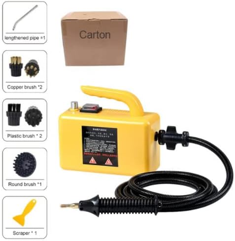 110V/220V High Pressure Steam Cleaner,2600W Handheld High Temperature Cleaner,Tankless Heavy Duty Household Grout Tile Kitchen Fuel Truck,Yellow-220V