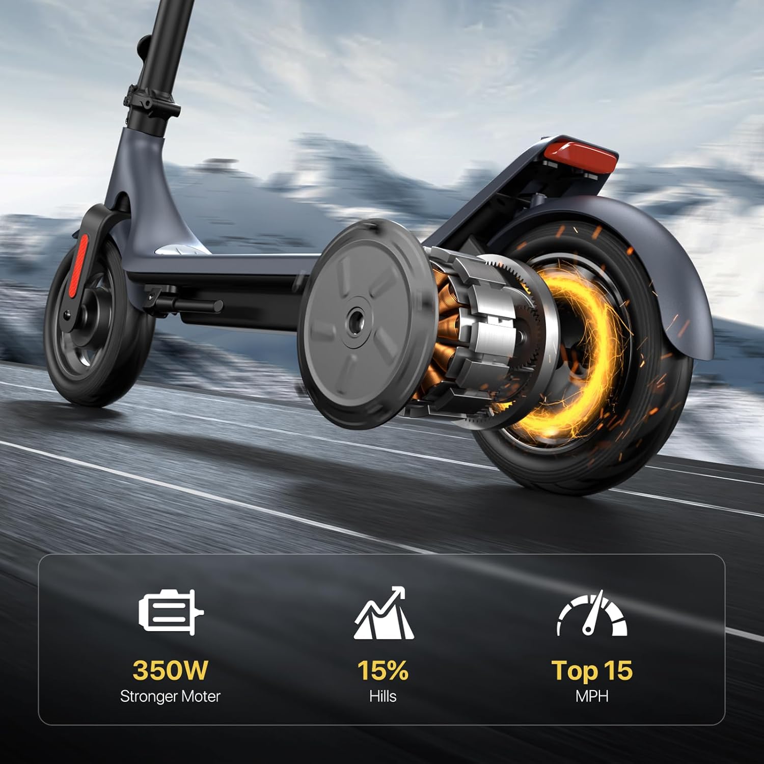 MEGAWHEELS Electric Scooter,Electric Scooter Adults,10in Pneumatic Tires,350W Motor,19 Miles Range,E Scooter with Smart APP Control for Commuting, Outdoor, Short Travel UL2272