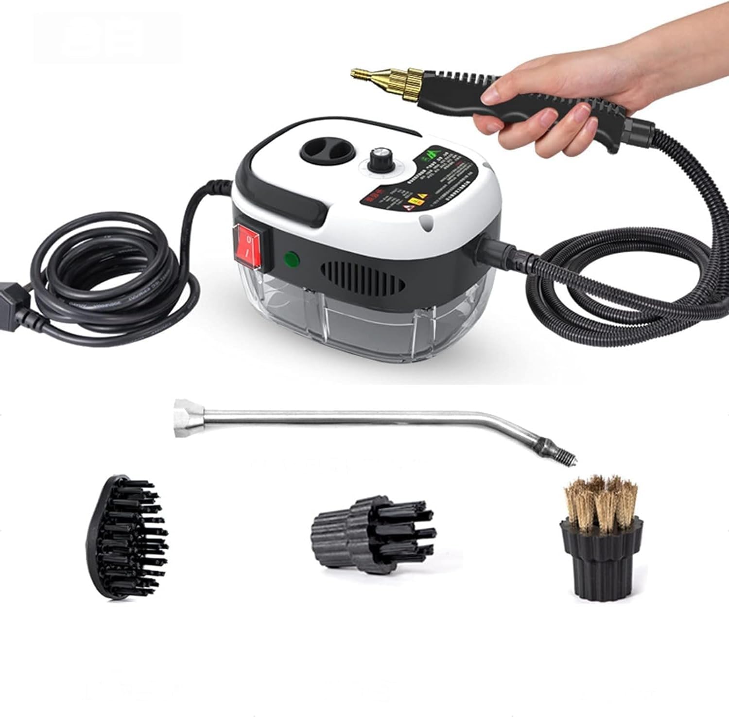 High Pressure Steam Cleaner, 2500W Handheld High Temp Portable Cleaning Machine, for Home Use Grout Tile Car Detailing Kitchen Bathroom,Red