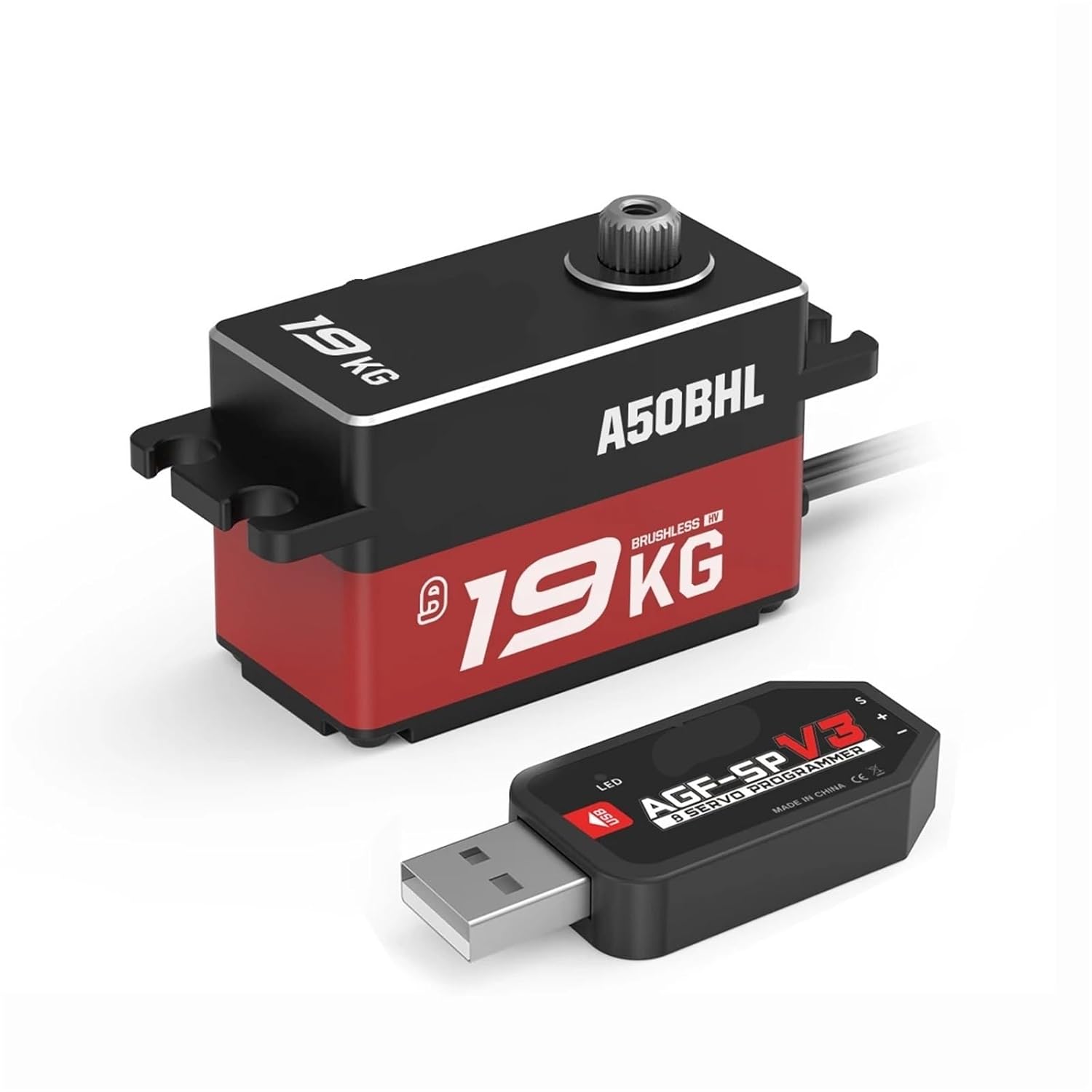 Low Profile A50BHL A50CHM Programmable 19KG 18KG Brushless Coreless Digital RC Servo for 1:10 1:12 RC Boat Airplane Car 1Pcs(A50CHM 18KG Set 3)