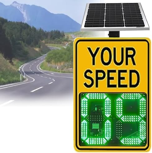 Wireless Solar Radar Speed Limit Sign, LED Traffic Warning Sign with Speed Display, Solar-Powered Traffic Calming Solution (24x35in) - Enhance Road Safety!