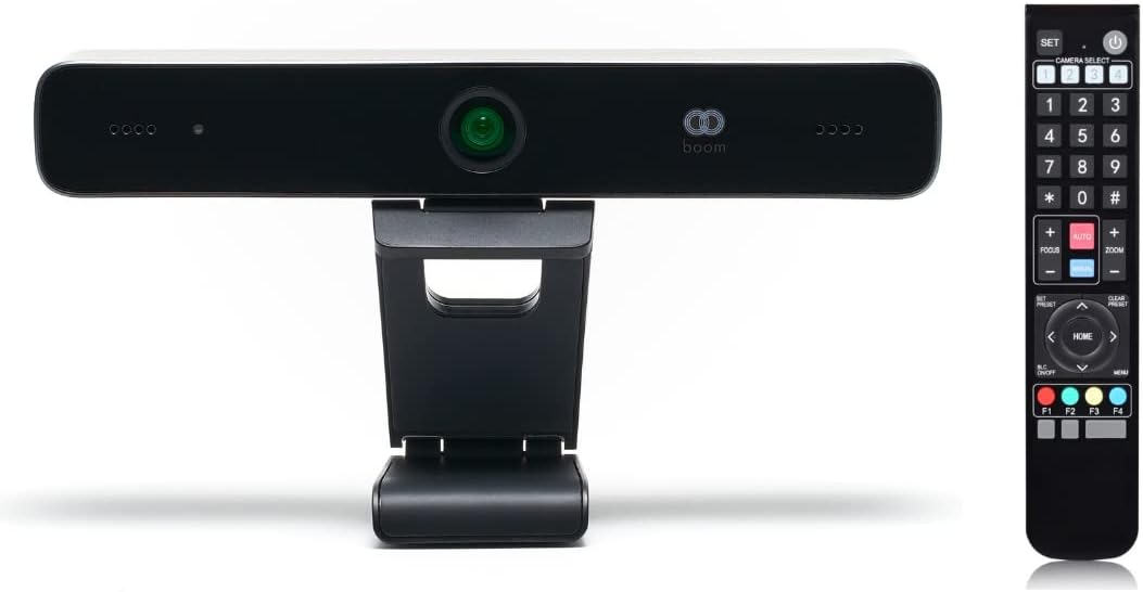 Boom Mezzo 4K AI Auto-Framing Conference Camera, 110° Ultra Wide ePTZ Video Bar with Dual Mics, USB 3.0 Plug-and-Play, Zoom Certified Huddle Room Webcam for Teams/Meet/Zoom