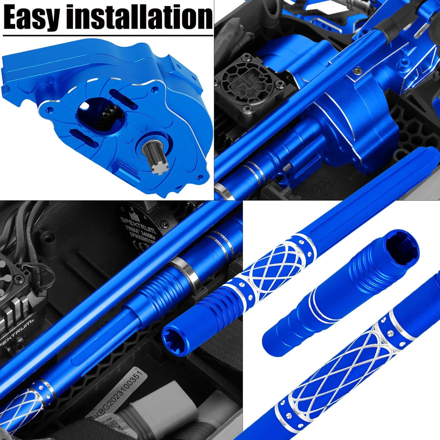 Upgrade Parts for 1/10 Kraton Outcast 4X4 4S V2 BLX,RC Shocks&Arms&Caster Blocks hubs&25T Servo Saver&Steering Bellcranks&CVD&57T Spur Gear &Gearbox&Center Driveshafts&Links,Blue
