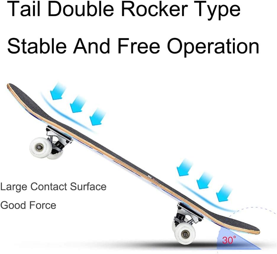 Skateboard Adult Tricks Skate Board for Beginner Birthday Gift Skateboards for Teens Girls Boys Adults Kids Childrens Beginner Assorted Design Skateboard