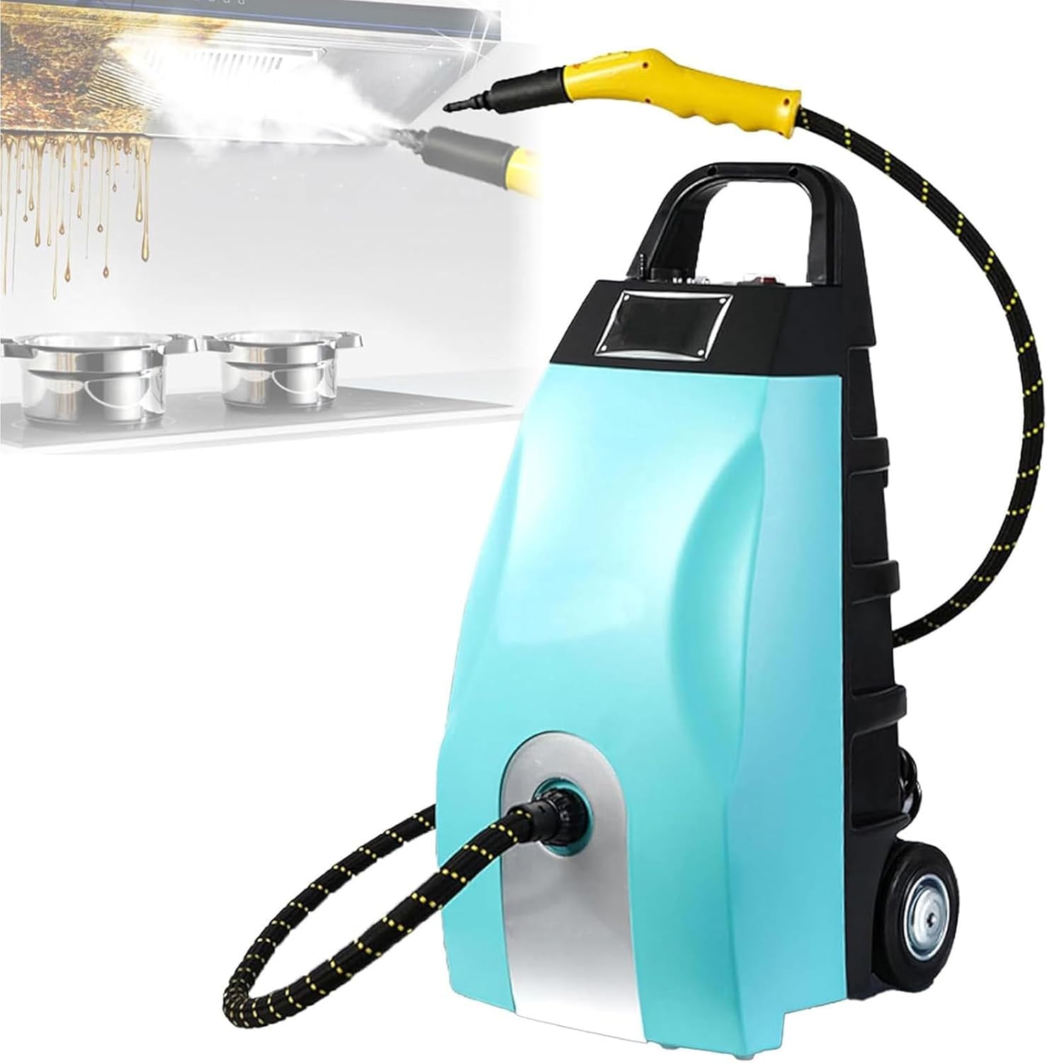 GerCxxly 2500W High-Pressure Steam Cleaner,High Continuous Temp Steam,3.5L Tank,for Home Kitchen,Car Washing & AC Cleaning,with Wheels for Easy Movement Blue
