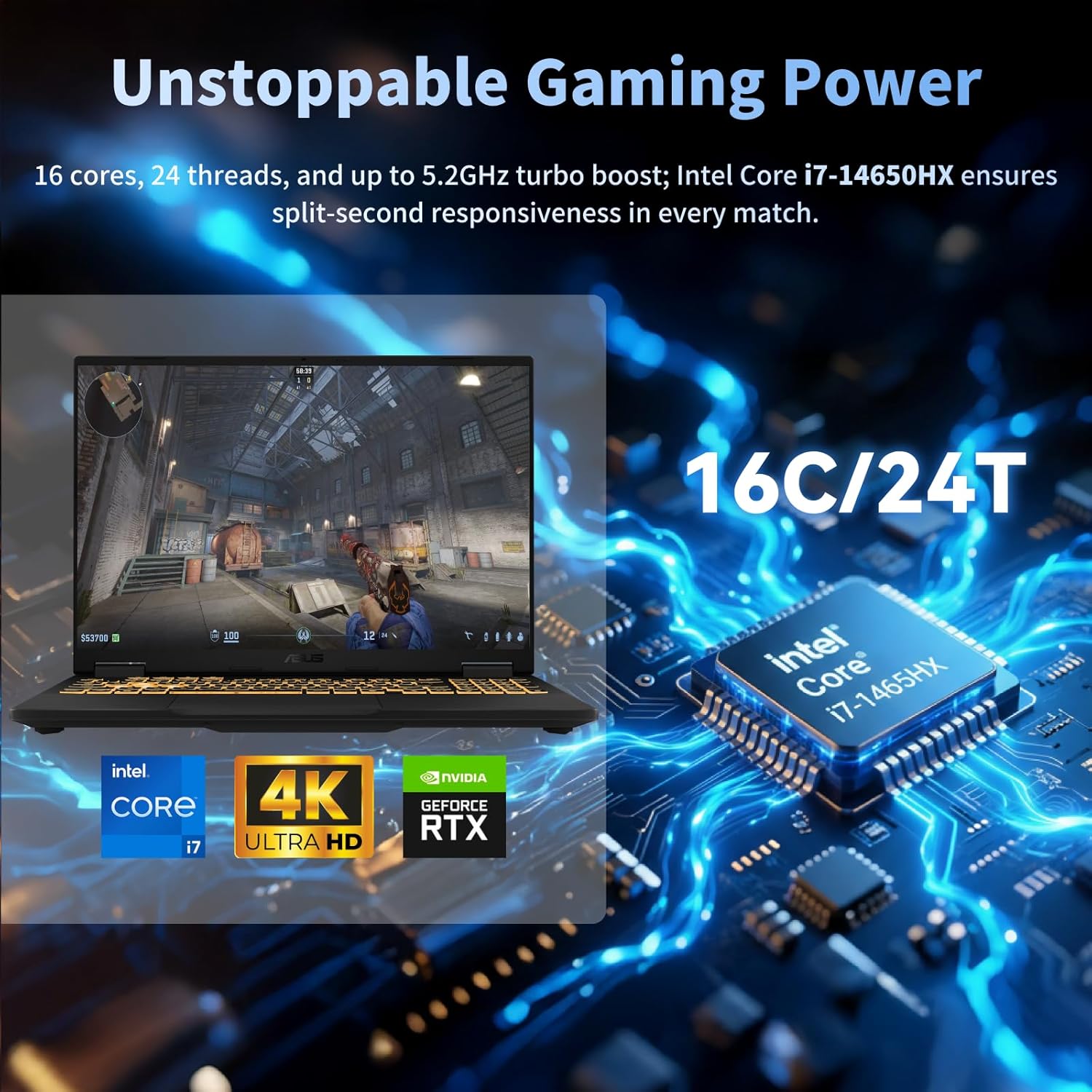 ASUS TUF F16 Gaming Laptop, NVIDIA RTX 5060(8GB GDDR7), Intel 16-Core i7 14th(Up to 5.2GHz), 16