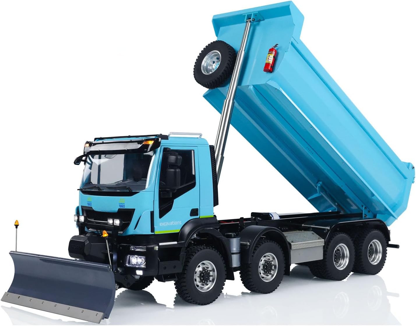 1/14 8X8 Metal Hydraulic RC Dump Truck 2-Speed Transmission Differential Lock Axles Remote Control Tipper Cars Snow Blade Hobby Grade Model Construction Vehicle Model