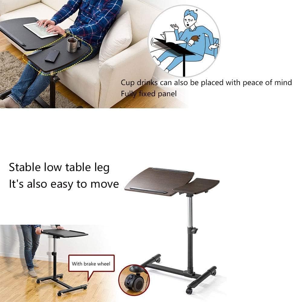 Laptop Table Side Table Adjustable Bedside Table on Wheels Sofa Nursing Reading Breakfast Mobile Laptop Computer Desk D (B)