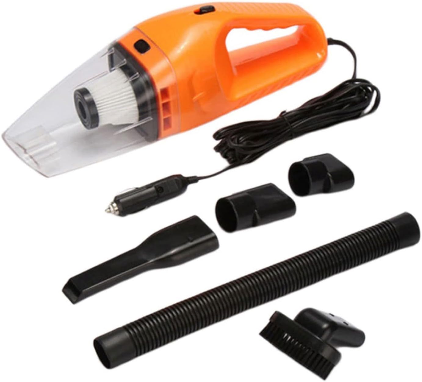 Hard Floor Vacuum 5m Car Mini Vacuum Cleaner Handheld Portable Wet and Dry Car Cleaning Tools (Color : Orange)