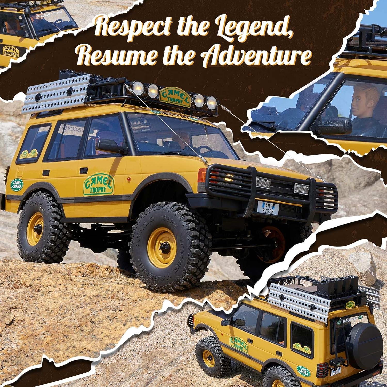 BEEZRC FMS 1/10 FCX10 RC Crawler Officially Authorized Land Rover Series, Camel Trophy Edition RC Model 4WD RC Rock Truck, 2.4Ghz Hobby Grade, RC Off Road Vehicle for Adults RS(Defender 110)