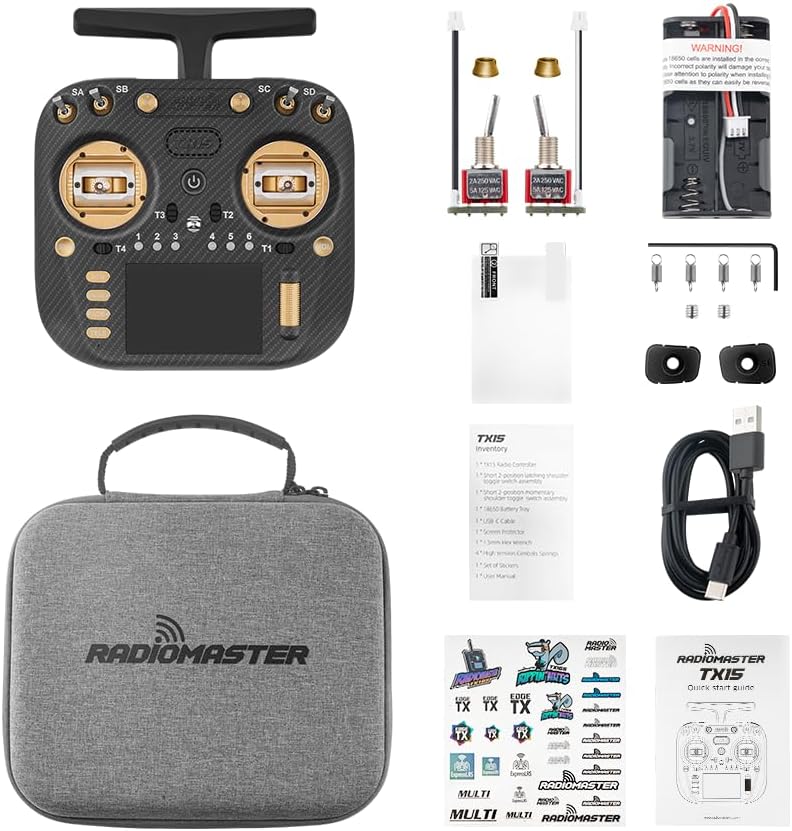 Radiomaster TX15 Max Radio Controller 2.4GHz 16 Channel EdgeTX Radio Transmitter, with AG02 CNC Hall Gimbals/3.5