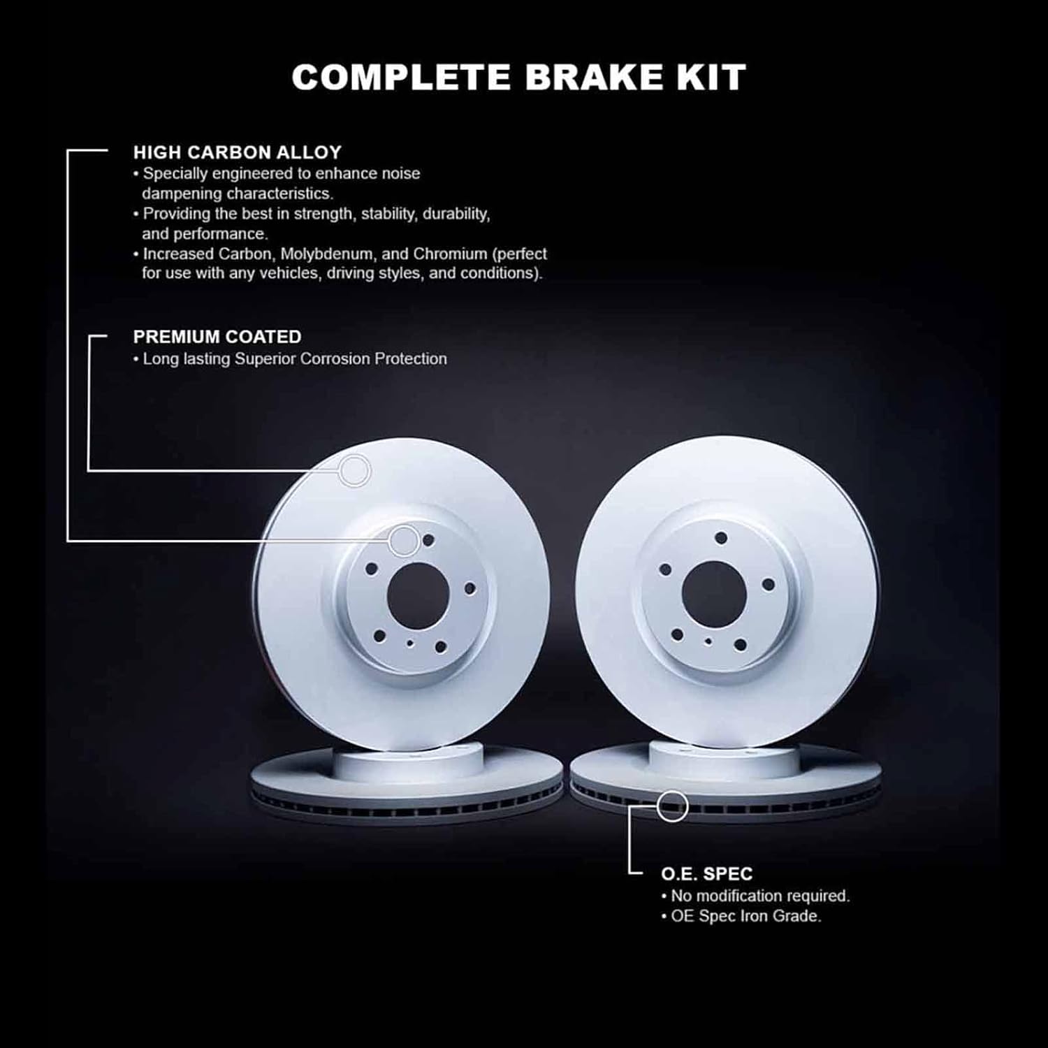 R1 Concepts Front and Rear Brake Rotors For 2016-2017 Lexus GS200t, RC200t, 2018-2019 Lexus GS300, 2013-2020 Lexus GS350| Blank Disc Brake Rotors| Brakes and Rotors Brakes and Rotors