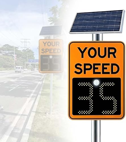 Solar-Powered Radar Speed Feedback Sign - Digital Traffic Sign with Real-Time Speed Display, Remote Control & 656ft Detection for Enhanced Driver Awareness and Safety