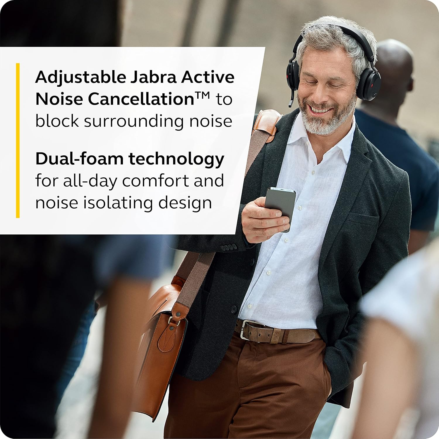 Jabra Evolve2 75 PC Wireless Headset with Charging Stand and 8-Mic Technology - Dual Foam Stereo Headphones with Advanced Active Noise Cancelling, USB-A Bluetooth Adapter and MS Compatibility - Black