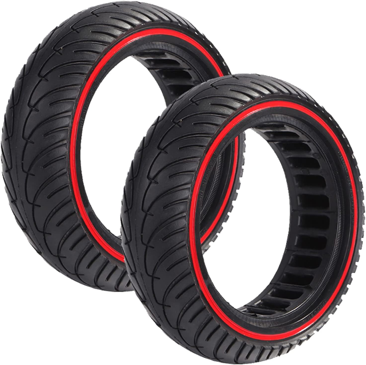 Explosion Proof Solid Tire, 8.5 Inches Electric Scooter Tyres, Rubber Replacement Tire, Outdoor Honeycomb Tires (Red 2 PCS)