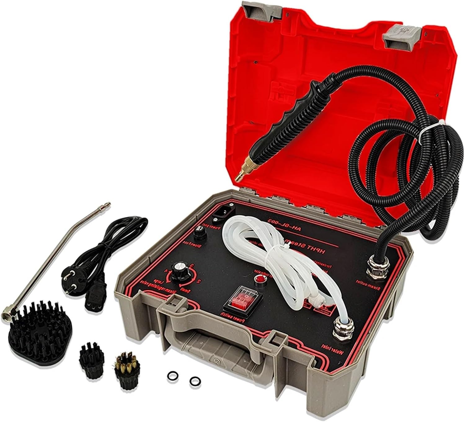 Taygate Handheld Cleaning Machine Commercial Household 1500W Steam Cleaner Air Conditioning Kitchen Hood Car Steaming Cleaner Used with Alkaline Cleaning(M2 Red), Taygate9630