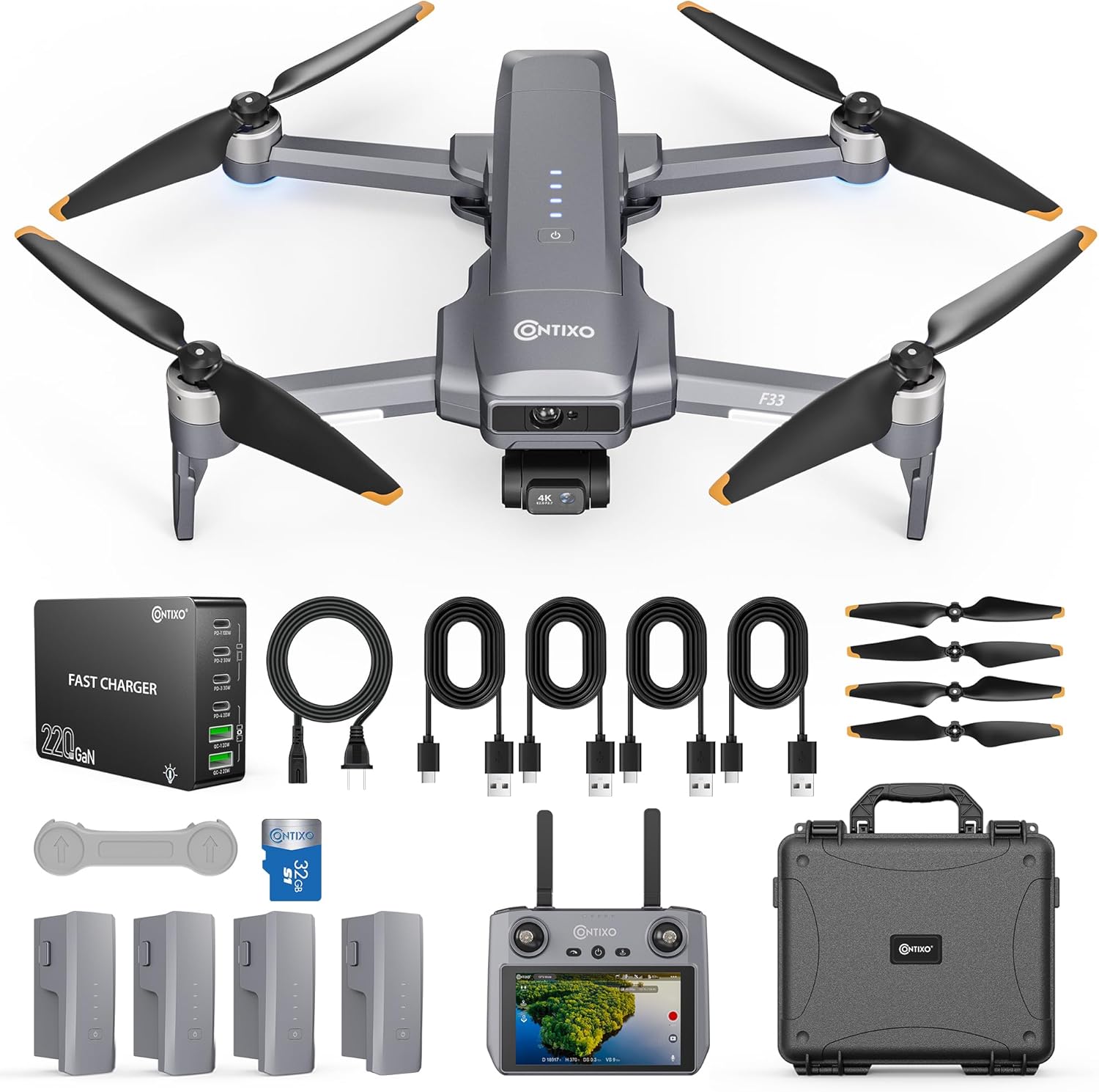 Contixo Drone for Adults, 4K Camera, 2-Axis Gimbal & EIS, Obstacle Avoidance, 5.5