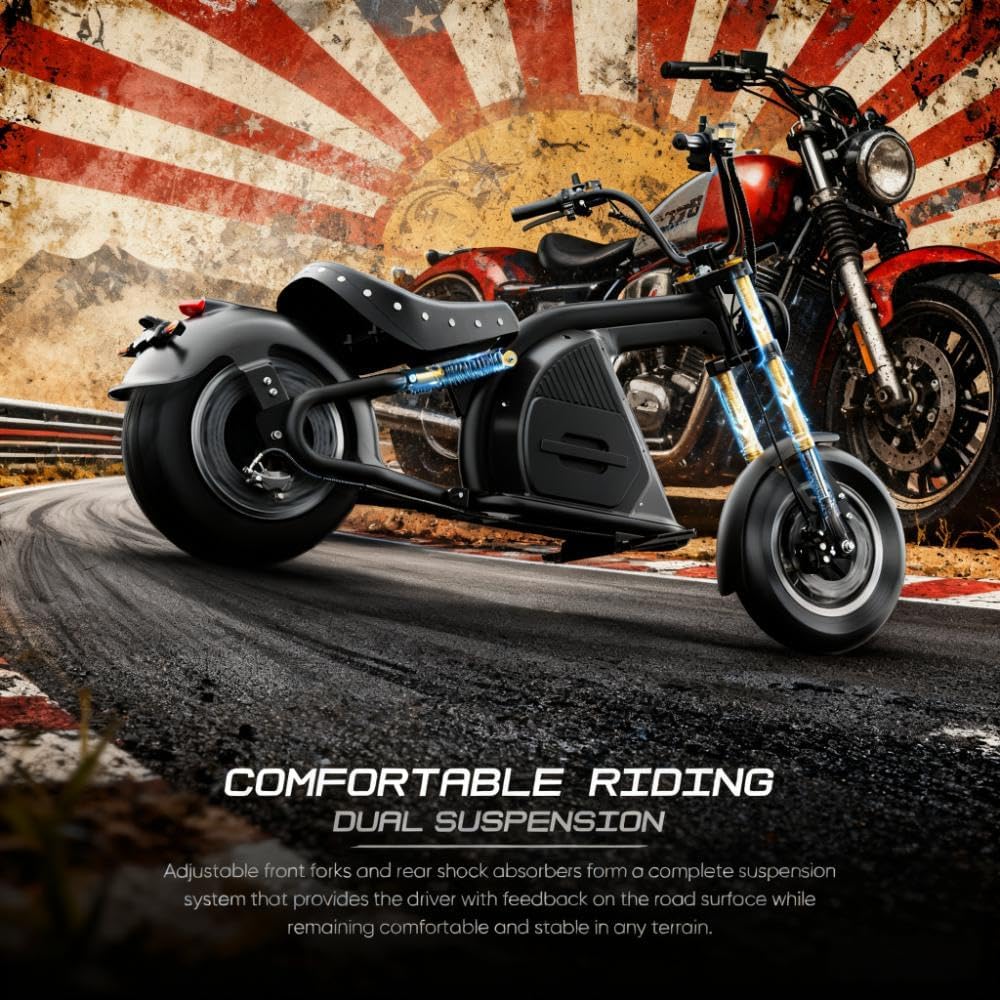 eAhora M8S (2026 Update) 4000W Electric Motorcycle for Adults,50MPH 72V 35Ah Battery 90 Miles Long Range,Full Suspension Dual Hydraulic Brakes,Street Legal Scooter