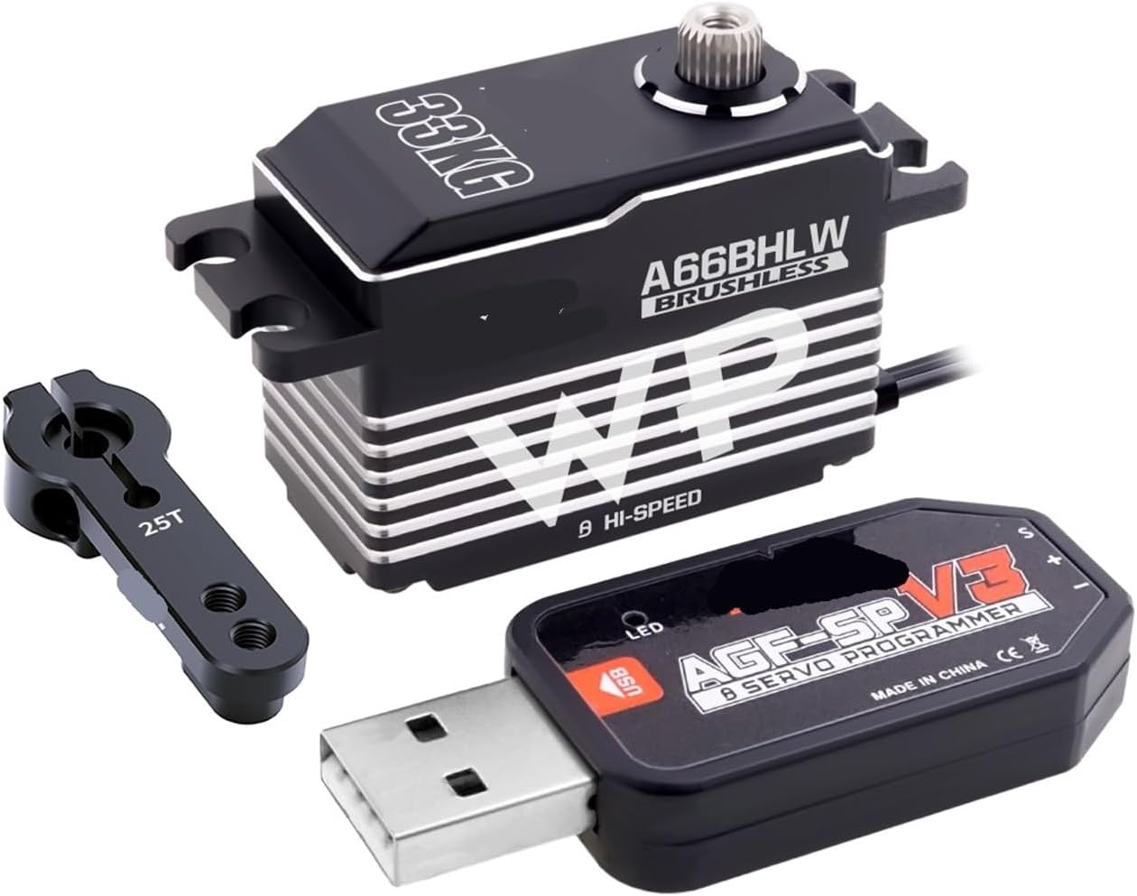 Waterproof Servo A66BHLW 33KG Metal Gear High Torque Low Profile Brushless Steering Servo Suitable for 1/10(A66BHLW Set1)