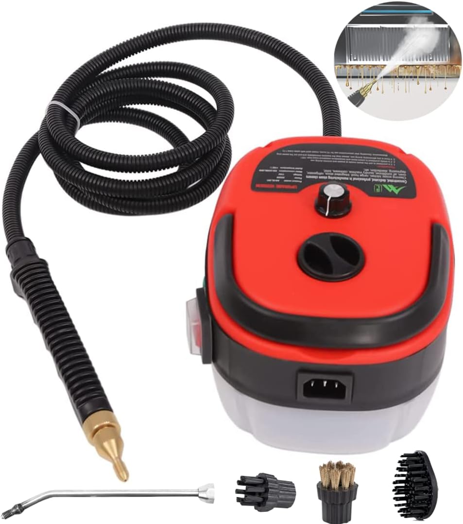 ZWEBY Steamer for Cleaning Pressure Steam Cleaner Handheld High Temp Portable Steam Cleaner Electric Steam Machine for Home Use Grout Tile Car Detailing Kitchen Bathroom (Red)