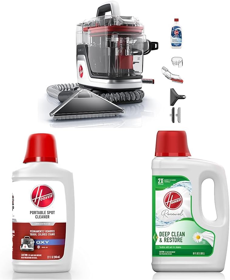 Hoover CleanSlate Plus Carpet & Upholstery Spot Cleaner, Stain Remover & Oxy Premixed Spot Cleaner Solution, Stain Remover and Odor Neutralizer & Renewal Deep Cleaning Carpet Shampoo
