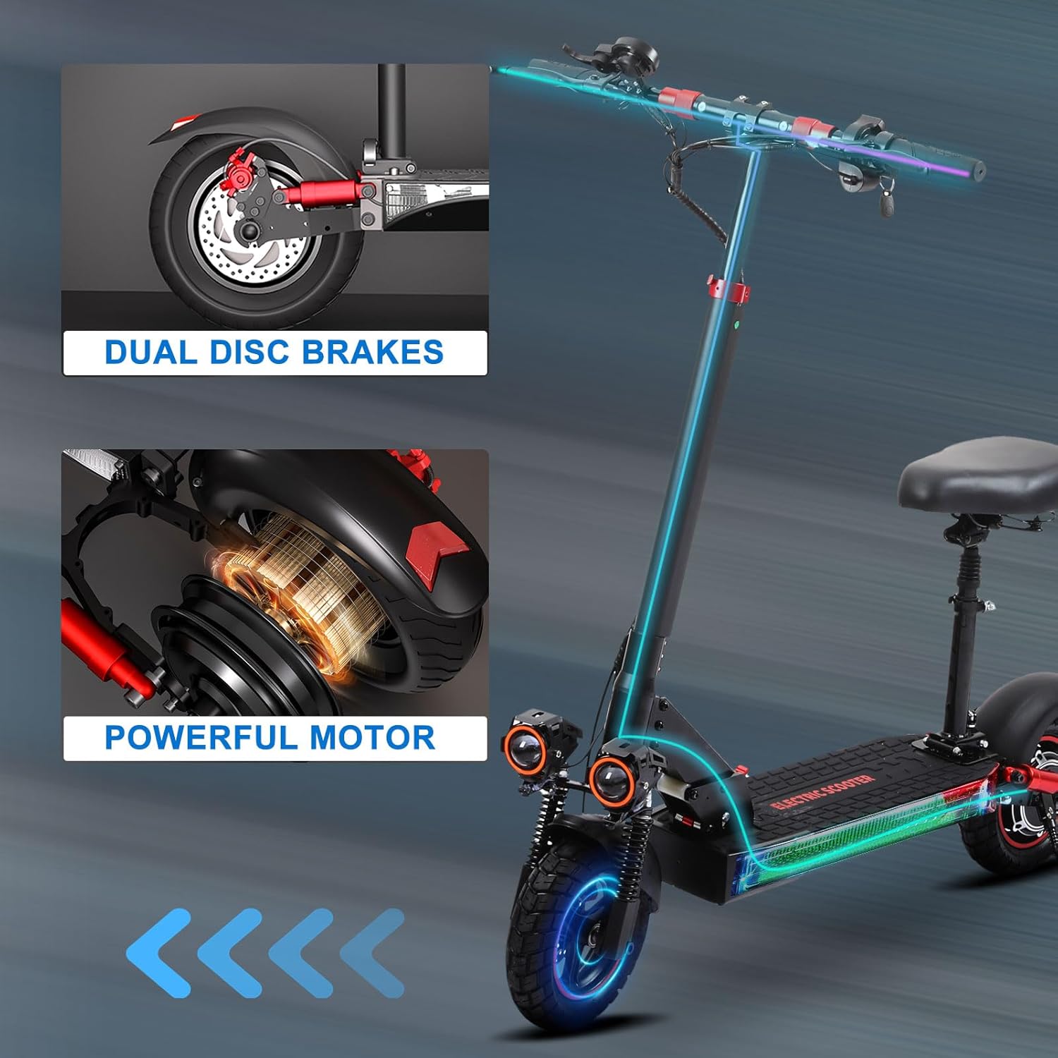 Off-Road Electric Scooter Adults,1600W/1200W Motor,32-40 Miles Long Range,31/34MPH,10/11