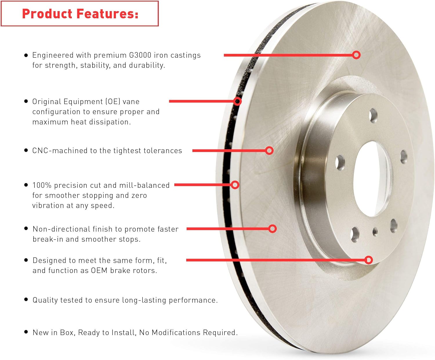 Dynamic Friction Company Brake Rotors For 2016-2020 Lexus GS; 2015-2022 Lexus RC F| Front Blank Disc Brake Rotors| Brakes and Rotors