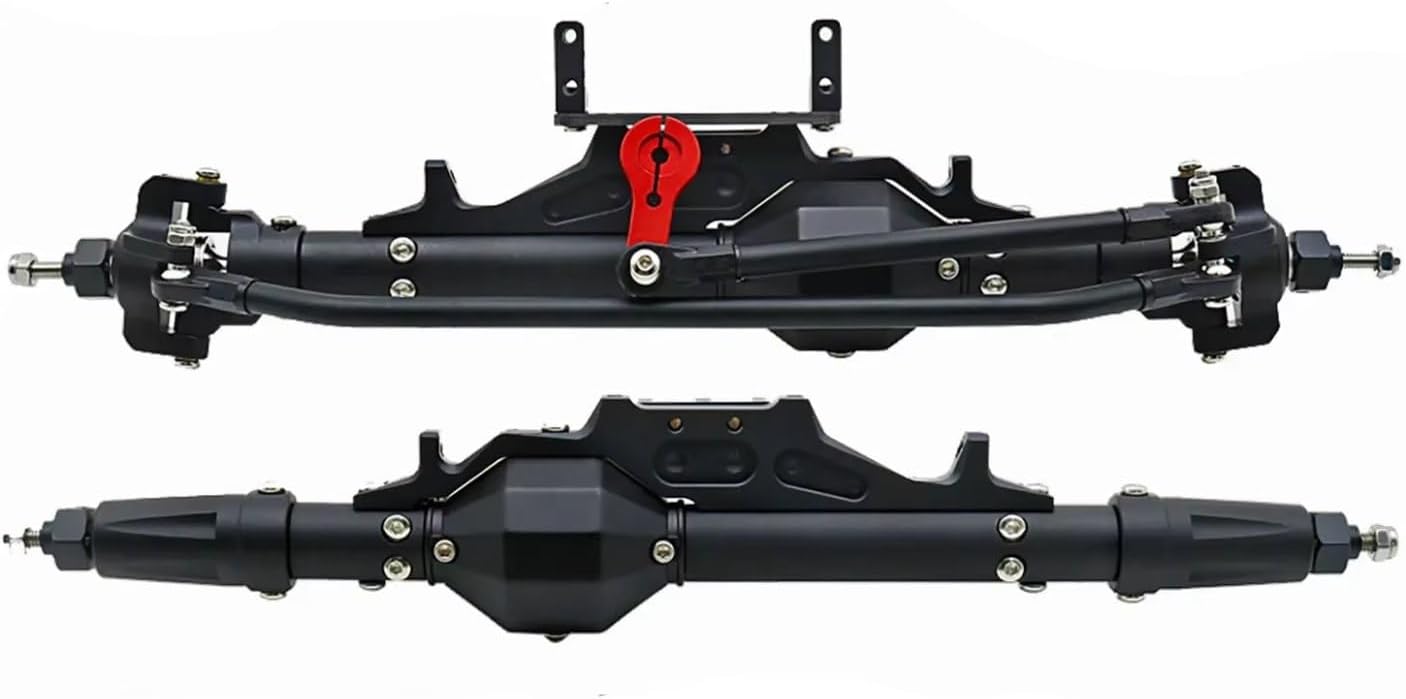 RC Axle For Axial For Wraith 90018 RR10 For Capra 1.9 For UTB 1/10 CNC Aluminum Complete Front Rear Axle With Tie Rod Servo Mount RC Crawler(Black,Set)