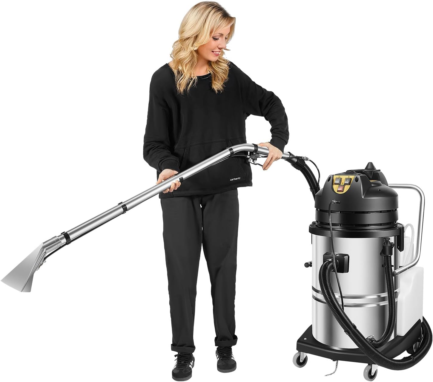 Commercial Carpet Cleaning Machine, 60L/15.85Gal 2110W Upholstery Wet Dry Carpet Cleaner 3 in 1 Carpet Extractor Machine W/Circulating Air Cooling Systems for Hotels, Guesthouses (Two Parcels)
