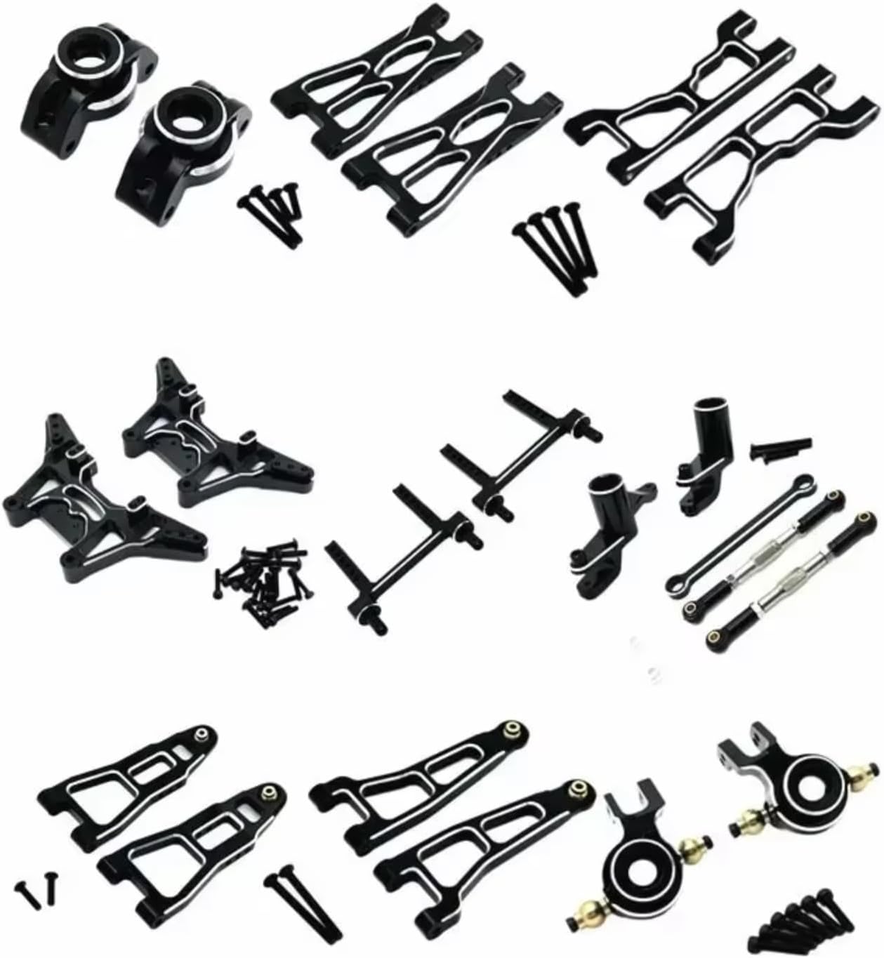 Models Upgrades Parts For Ud1201 Ud1202 Ud-12pro 1/12 Metal Front And Rear Suspension Arm Steering Assembly Kit Rc Car Upgrade Parts Accessories(Black)