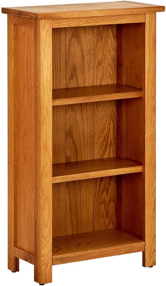 GeoHome 3-Tier Bookcase | Wooden 3-Shelf Bookshelf | Rustic Wood Bookcase for Bedroom Living Room Home Office | Brown Solid Oak Wood and MDF 17.7