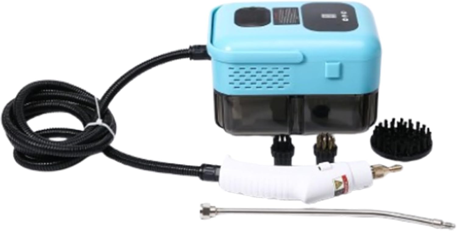 Digital Display High Temperature Steam Cleaner, 1500W Portable Steam Cleaner for Cleaning Upholstery, Bathroom, Grout and Tile, Car Detailing,Blue