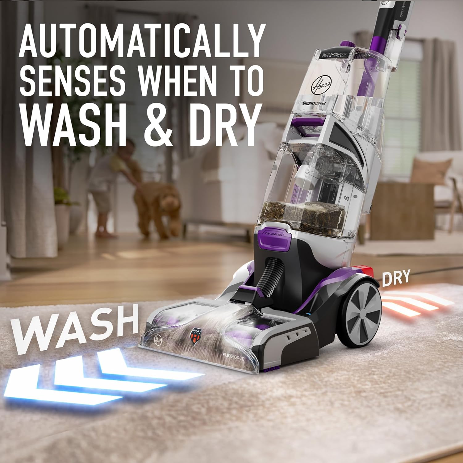 Hoover SmartWash Pet Automatic Carpet Cleaner Machine, with Spot Chaser Stain Remover Wand + 64 oz Everyday Carpet Cleaner Solution, Deep Cleaning Carpet Shampoo, AH31924