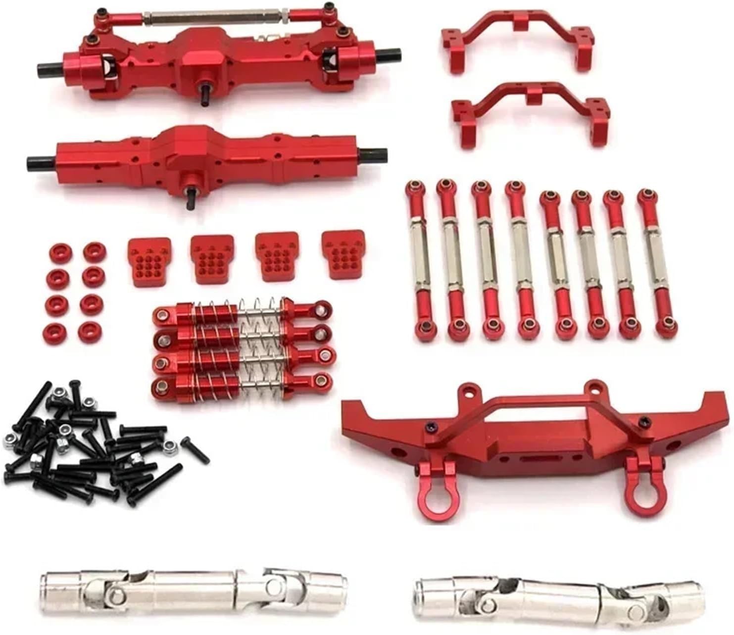 RC Models For Feiyu FY003-5A For WPL C14 C24 1/16 Metal Tie Rod Shock Absorber For Seat Nine Piece Set RC Car Parts Upgrade(Red)